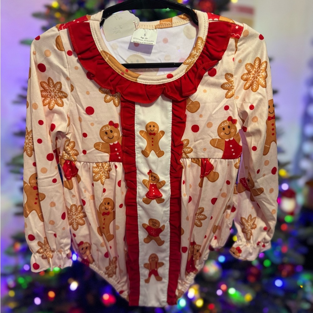 Gingerbread Long Sleeve Baby Romper